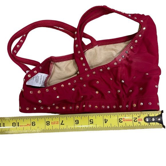 Double Platinum Dance Costume Red Set Girls, Custom Bedazzled Like New Condition - Picture 7 of 8